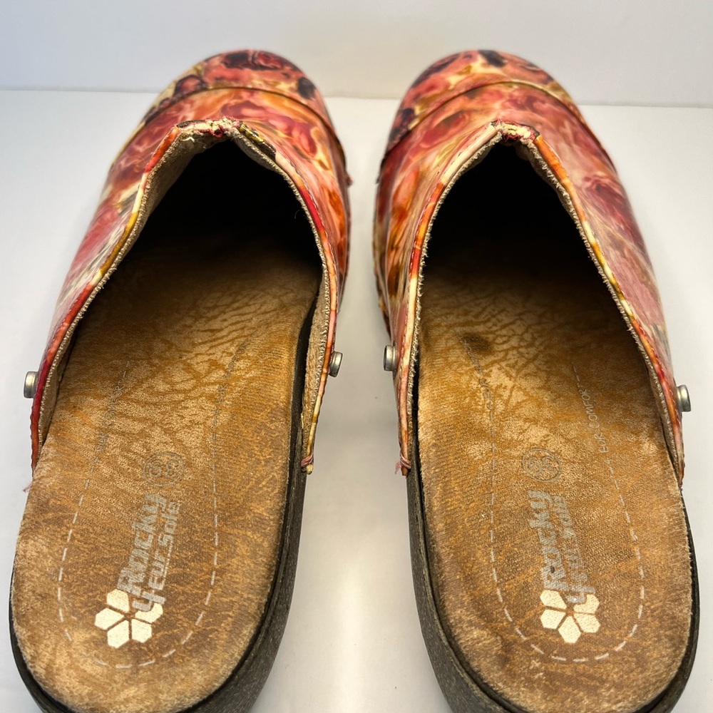 Rocky 4EurSole Floral Patent Leather Work Clogs‎ Mules Shoes Size 39 - Picture 8 of 12